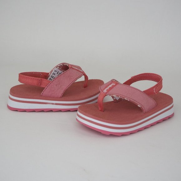 Timberland Flip Flop Toddlers Sandals Leather Dead Stock Sports Pink Sz 6C - Picture 7 of 12